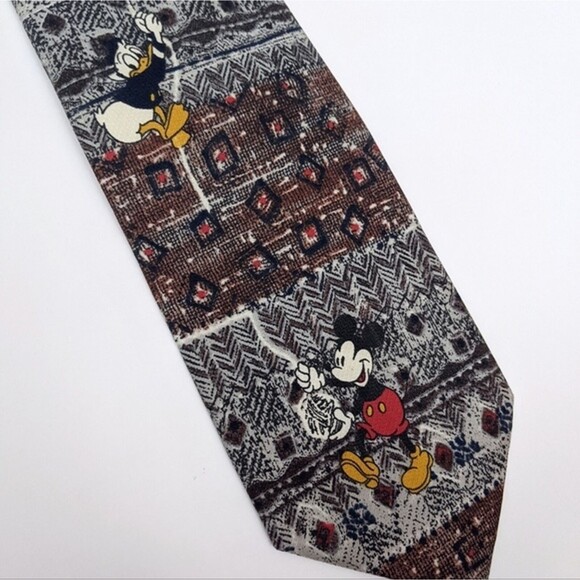 Vintage Neck Tie Disney Mickey Unlimited Donald Duck Mickey Grandpa Sweater 90s - Picture 2 of 7